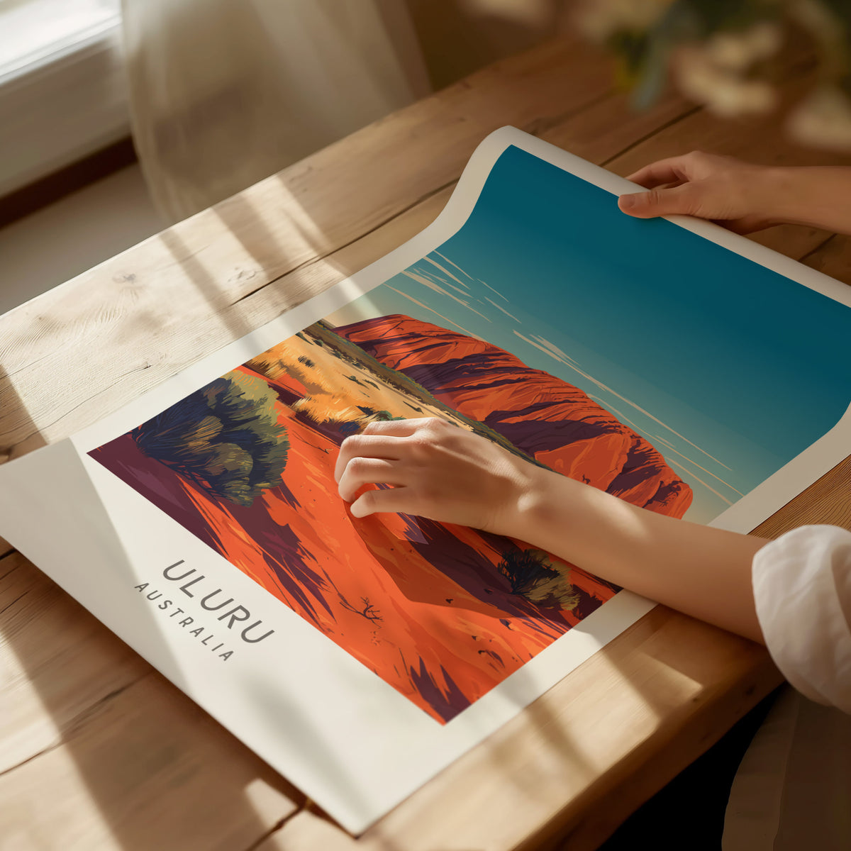 Uluru Matte Border Poster | Australia Travel Wall Art — giclée print detail on matte paper