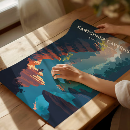Kartchner Caverns, Benson, Arizona Poster | Underground Cave Destination Print Wall Art — giclée print detail on matte paper