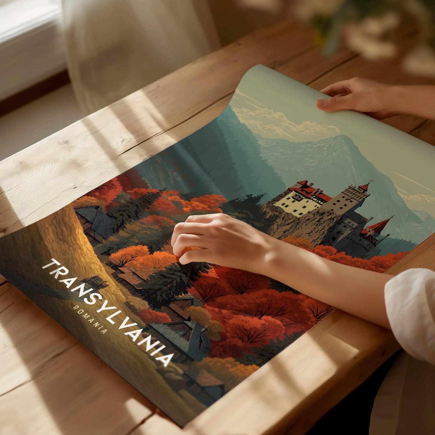 Transylvania Travel Poster | Romania Bran Castle Wall Art