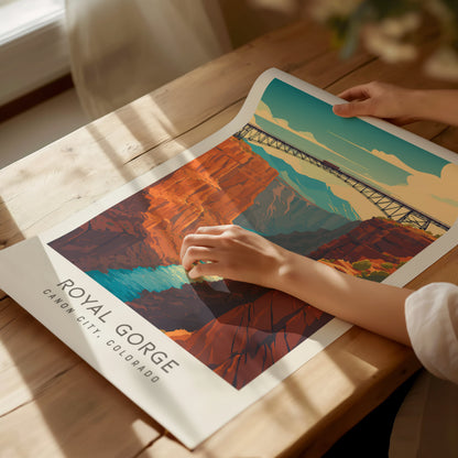 Royal Gorge Matte Border Poster | Canon City, Colorado Travel Wall Art — giclée print detail on matte paper