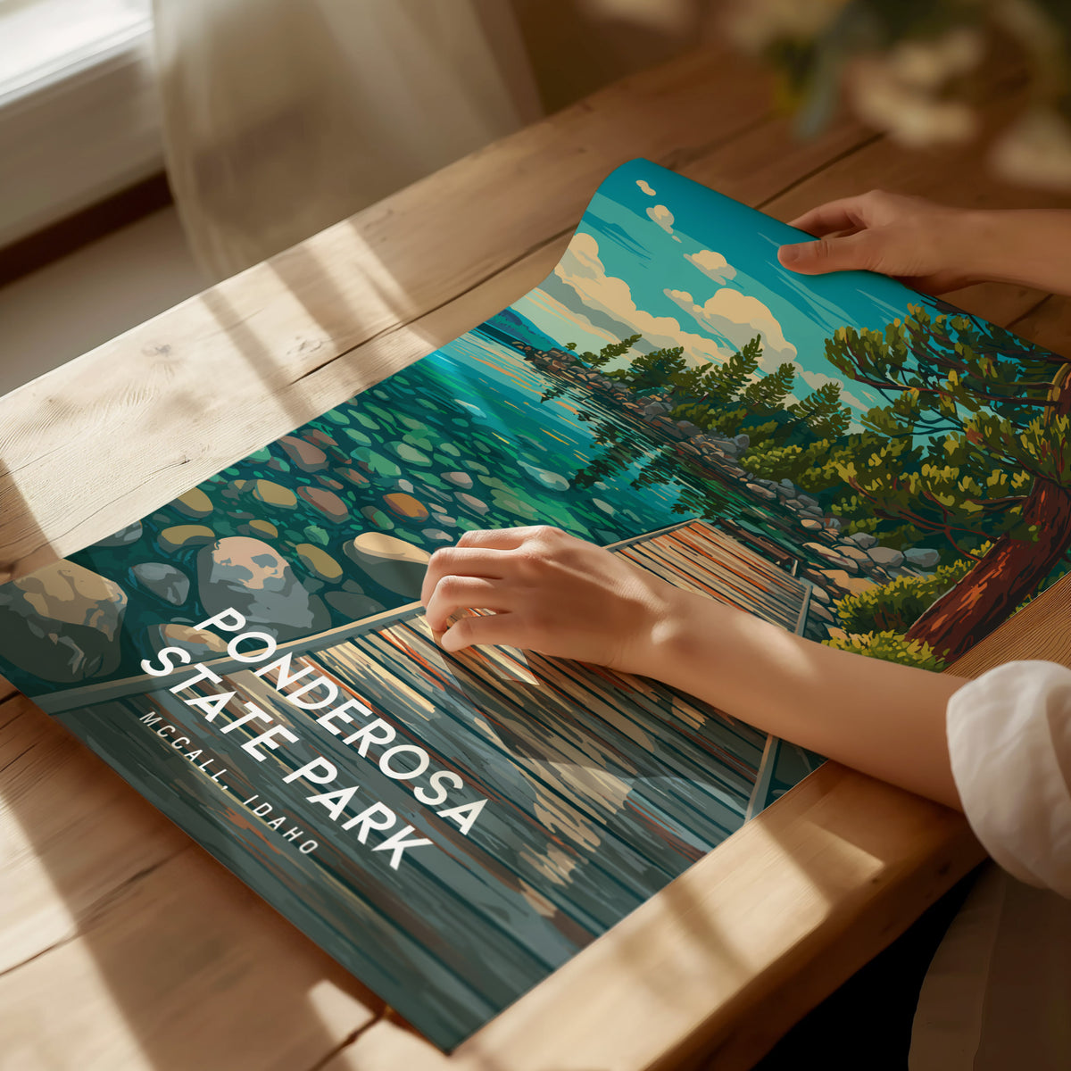 Ponderosa State Park, McCall, Idaho Poster | Mountain Lake Wilderness Framed or Unframed Wall Art — giclée print detail on ma
