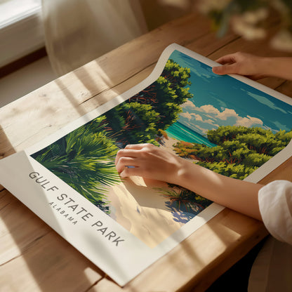Gulf State Park Matte Border Poster | Alabama Coastal Beach Decor Travel Wall Art — giclée print detail on matte paper
