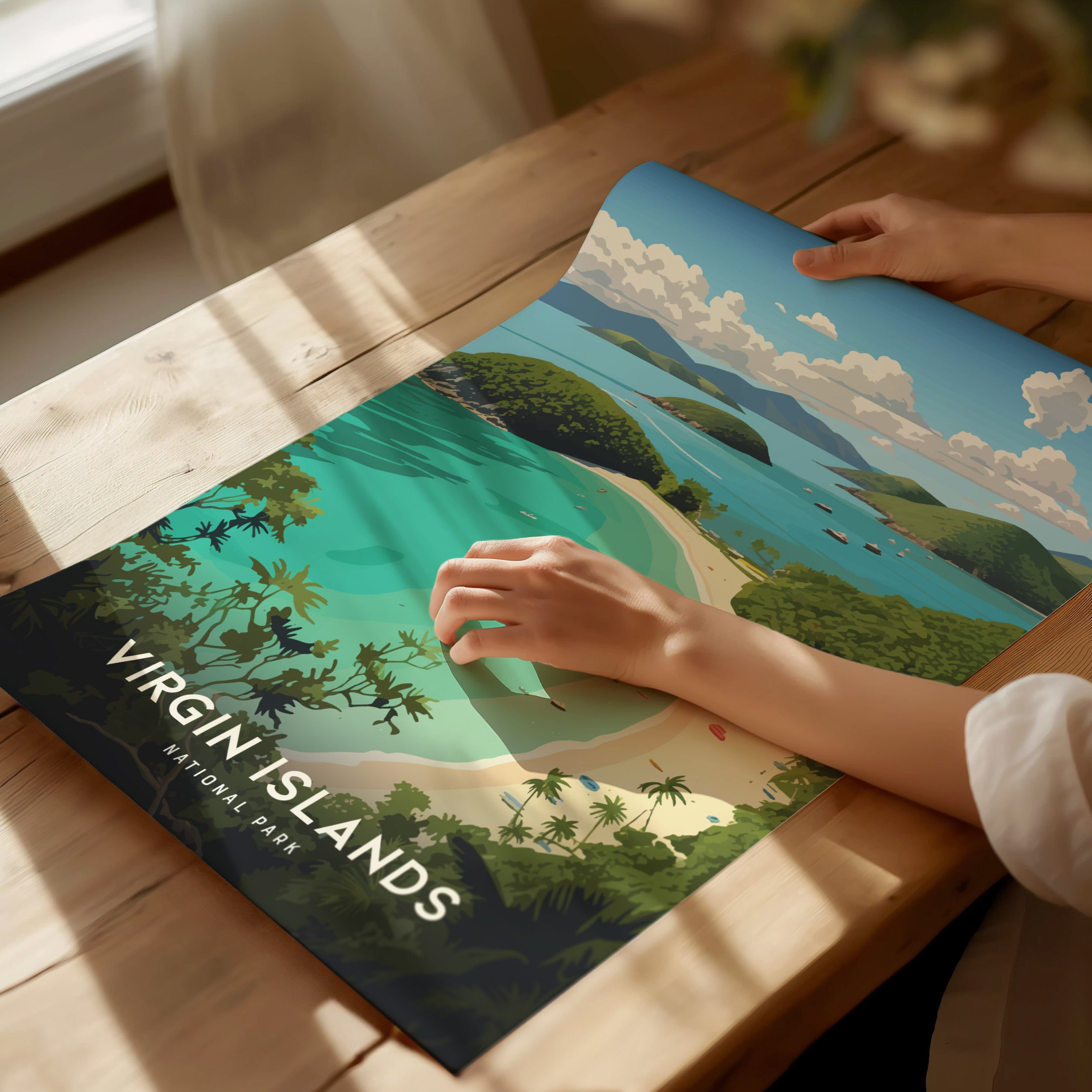 Virgin Islands National Park Poster | Trunk Bay Beach Art | Framed