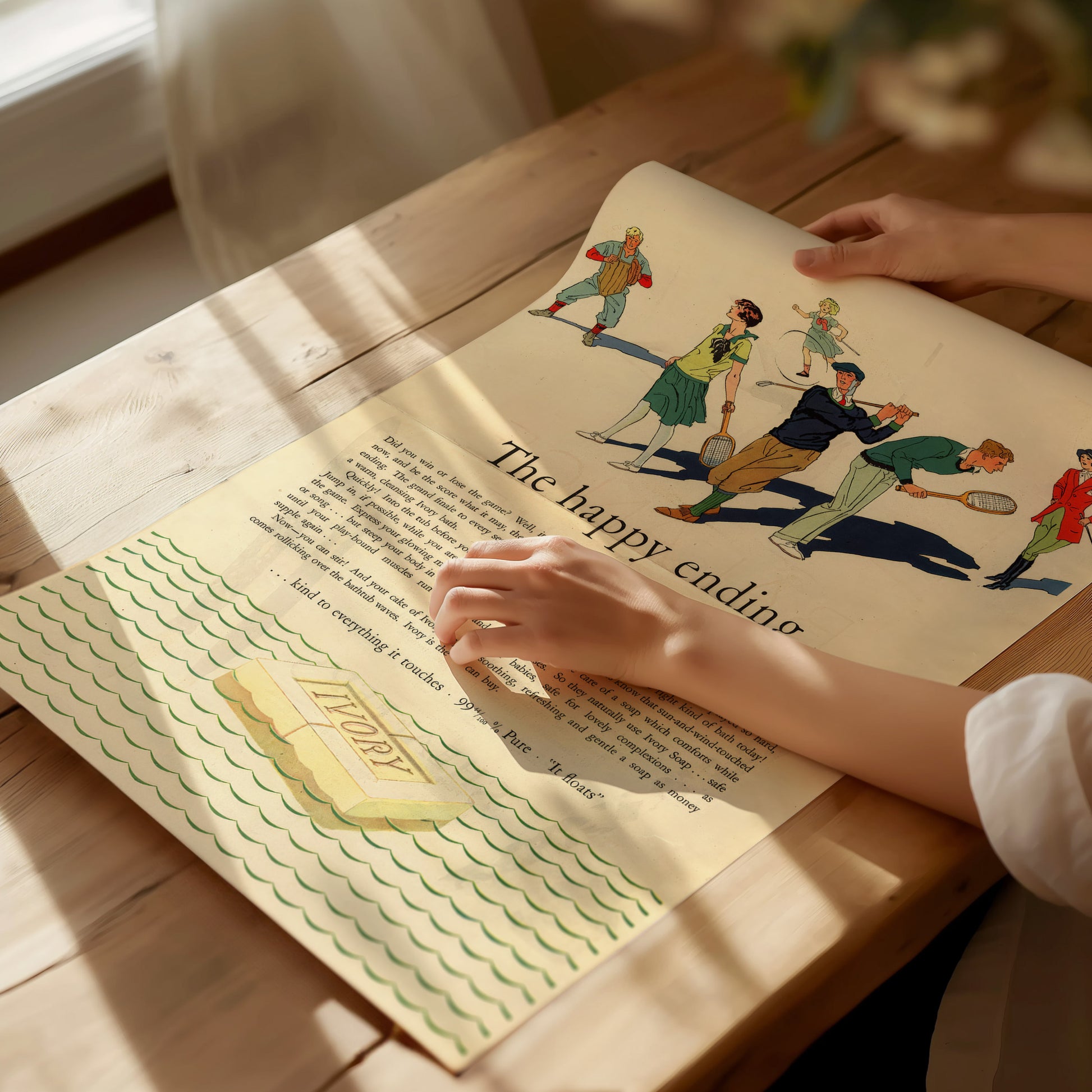 Vintage Ivory Soap Ad | 1920s Bathroom Art | Happy Ending Retro Print