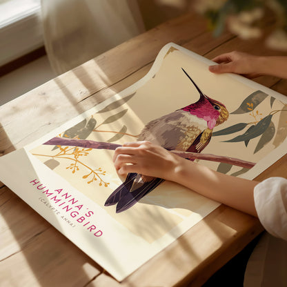 Annas Hummingbird Bird Poster | Vintage Audubon Print Wildlife Wall Art | Framed or Unframed