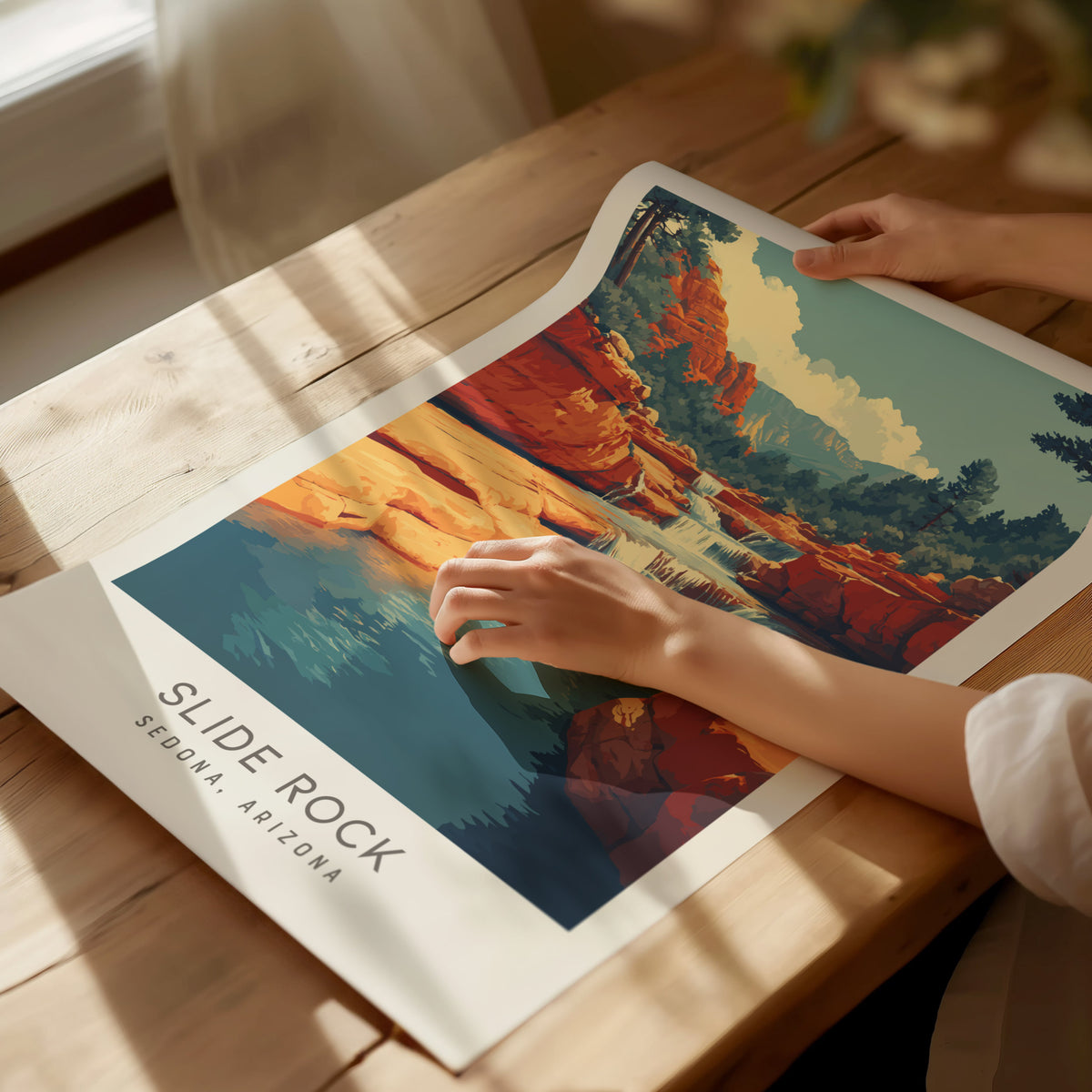 Slide Rock Matte Border Poster | Sedona, Arizona Travel Wall Art — giclée print detail on matte paper