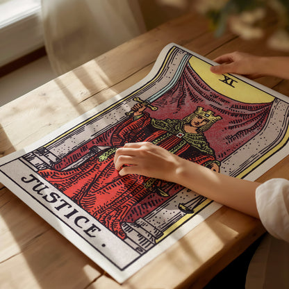 Justice Tarot Card Poster | Vintage Rider Waite Smith Wall Art