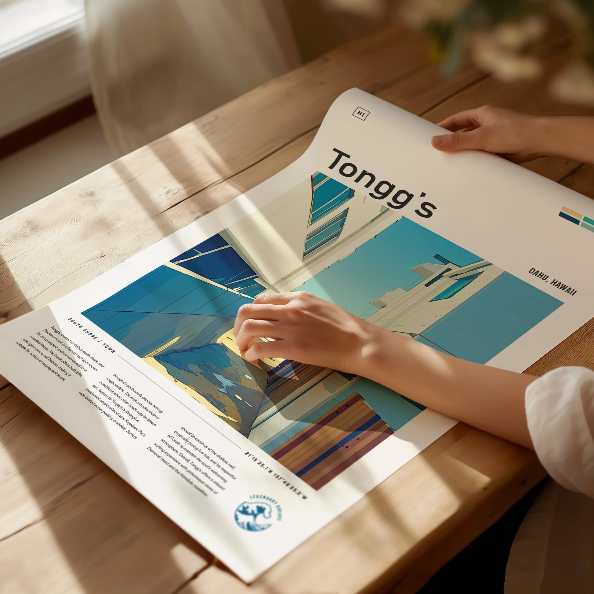 Tonggs Surf Spot Poster | Honolulu Hawaii Wall Art Print