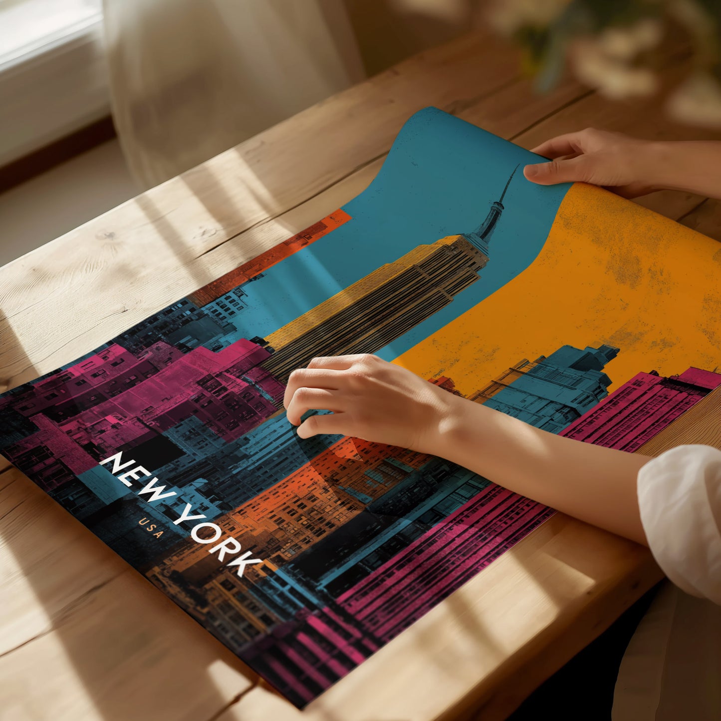 New York City Skyline Poster | Empire State Building Pop Art Print