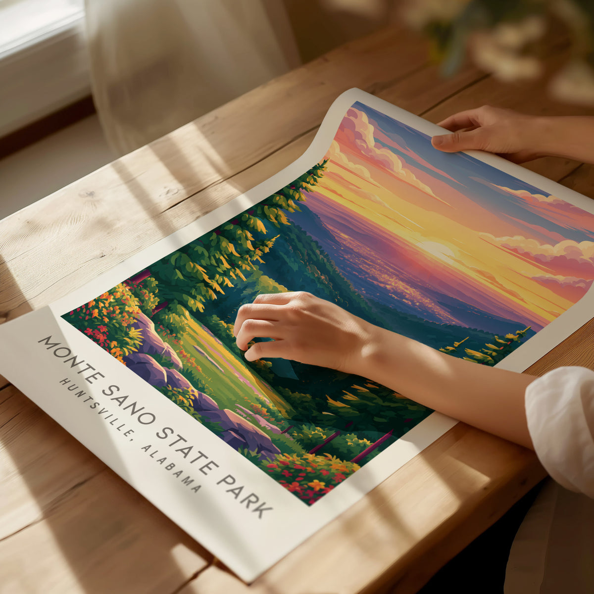 Monte Sano State Park Matte Border Poster | Huntsville, Alabama Travel Wall Art — giclée print detail on matte paper