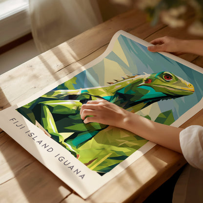 Fiji Island Iguana Poster | Tropical Reptile Paradise Wildlife Wall Art — giclée print detail on matte paper