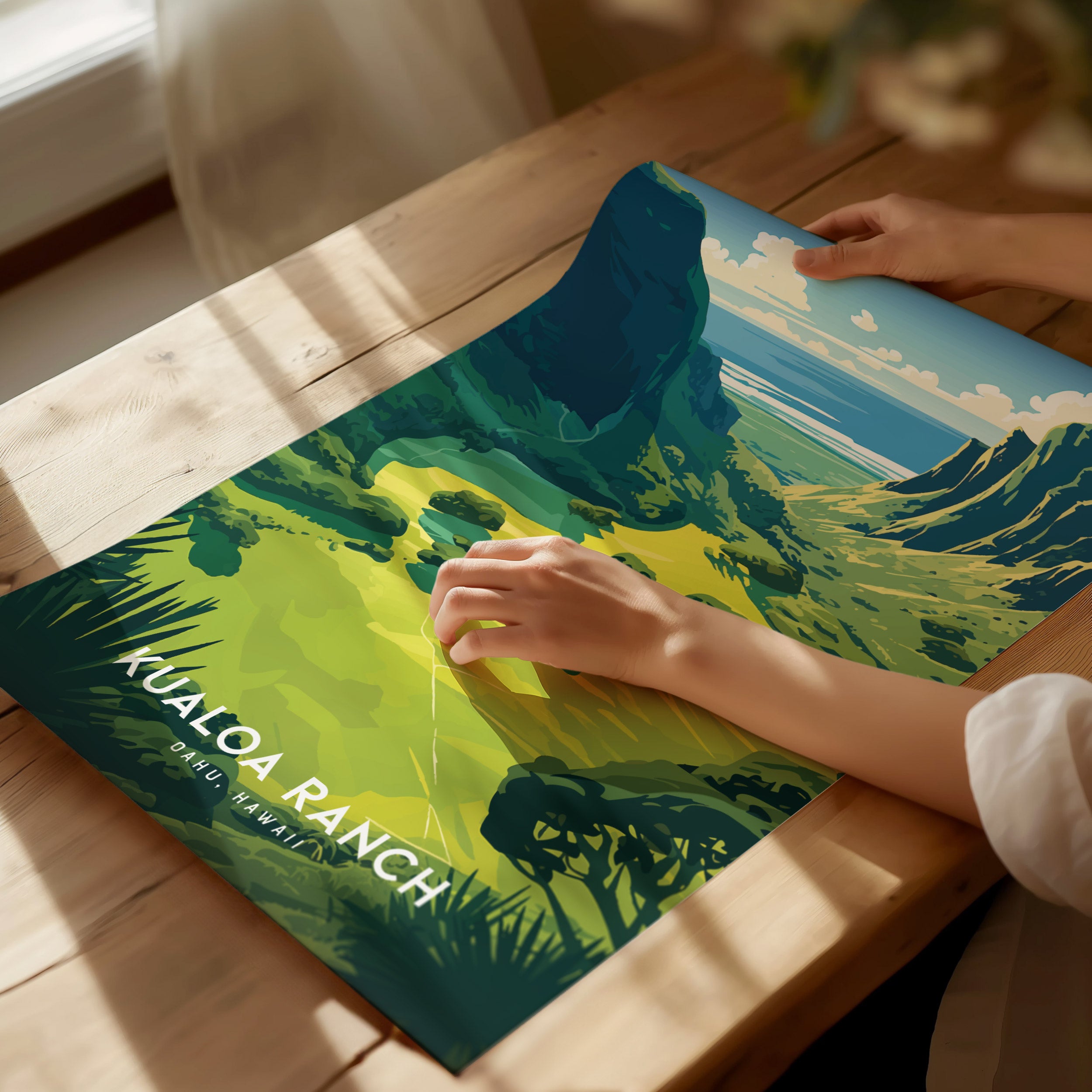 Kualoa Ranch Poster | Oahu Hawaii Jurassic Valley Wall Art | Swell