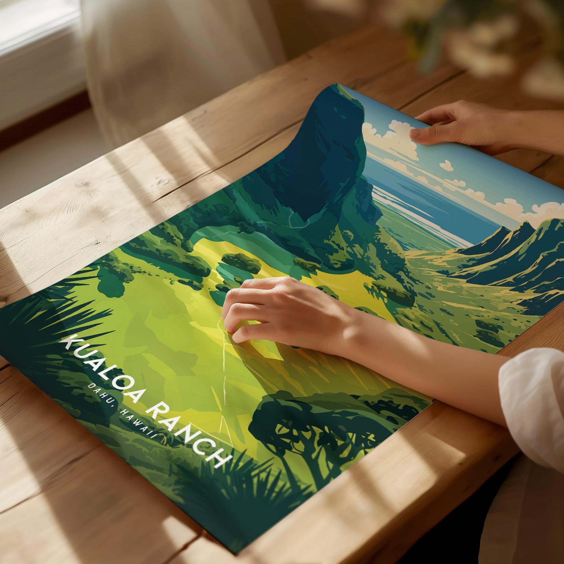 Kualoa Ranch Poster | Oahu Hawaii Jurassic Valley Wall Art