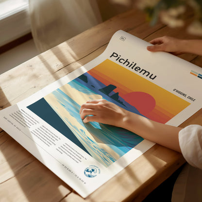 Pichilemu, Chile Poster | Pacific Surf & Coastal Cliffs Wall Art — giclée print detail on matte paper
