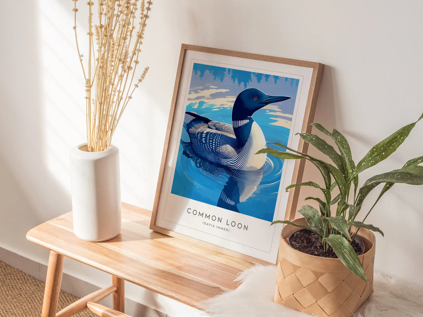 Common Loon Minnesota State Bird Framed Poster | Elegant Waterbird Wall Art Print | Birdwatcher Nature Fan Birding Home Decor Gift