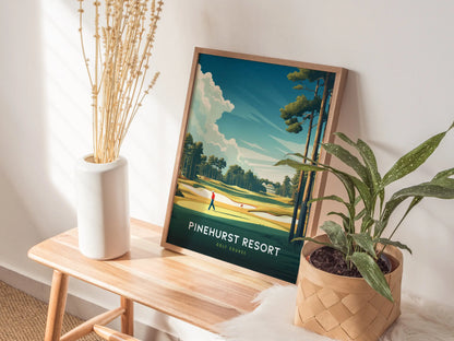 Pinehurst Resort Golf Course Framed Wall Art | North Carolina Golfer Gift Travel Poster | PGA Tour Golfing Home Decor | Father's Day Artwork Gift