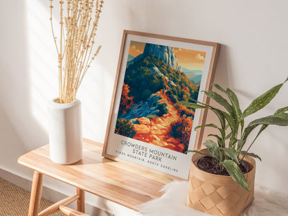 Crowders Mountain State Park Matte Border Poster | Kings Mountain, North Carolina Destination Print — styled in a modern inte