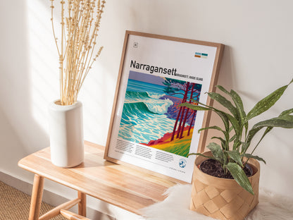 Narragansett, Rhode Island Poster | Surf Wall Art Beach House Decor — styled in a modern interior