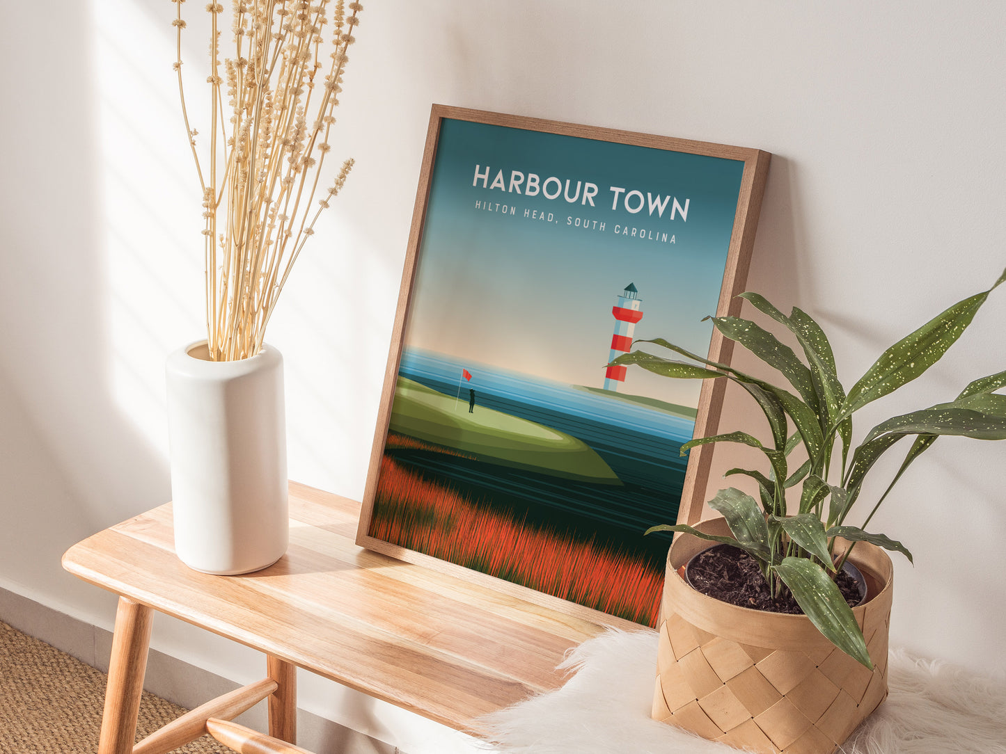 Harbour Town Golf Links, Hilton Head, South Carolina Poster | Iconic Lighthouse & Fairway Wall Art — styled in a modern inter