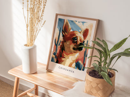 Chihuahua Poster | Bold Desert Dog Portrait Wall Art — styled in a modern interior