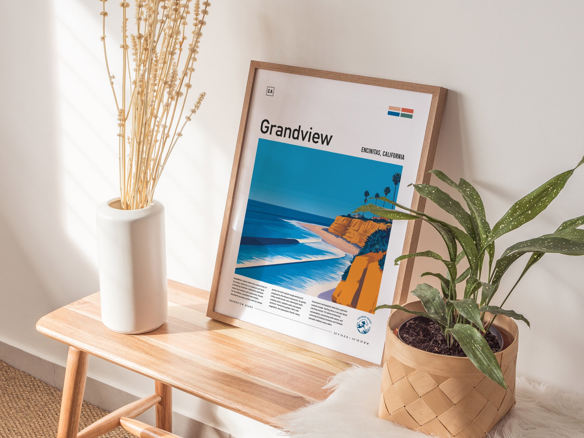 Grandview Surf Spot Poster | Encinitas California Surfer Wall Art