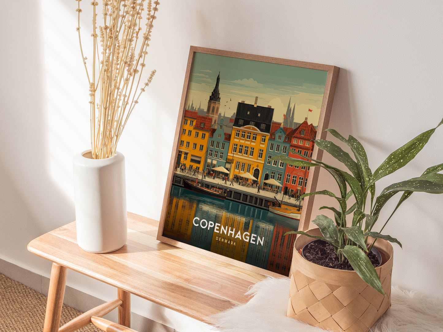 Copenhagen Denmark Poster | Nyhavn Harbor Wall Art | Framed or Unframed