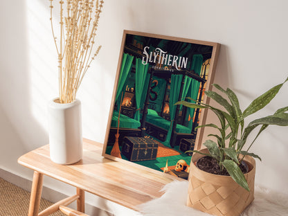 Slytherin Poster | Harry Potter Hogwarts Dorm Art | Wizarding World Gift
