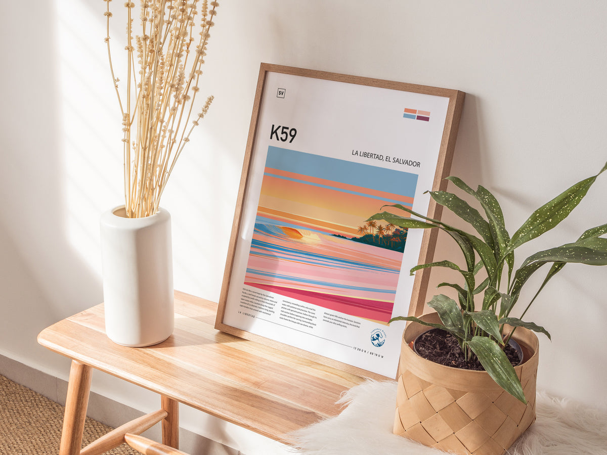 K59, La Libertad, El Salvador Poster | Tropical Surf Wall Art — styled in a modern interior