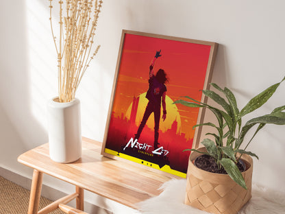 Night City Cyberpunk Poster | Johnny Silverhand Wall Art