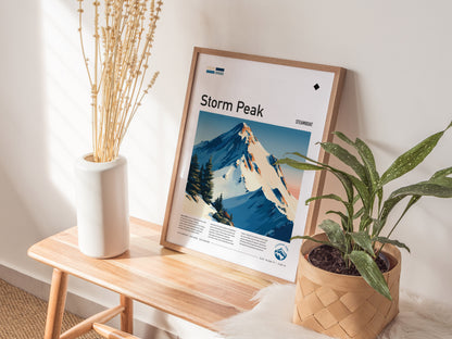 Storm Peak, Steamboat Poster | Alpine Print & Ski Lodge Decor Wall Art — styled in a modern interior