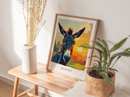 Donkey, Equus asinus Poster | Gentle Farm Wildlife Wall Art — styled in a modern interior