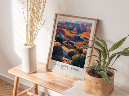 Dead Horse Point Matte Border Poster | Moab, Utah Desert Canyon Travel Gift — styled in a modern interior