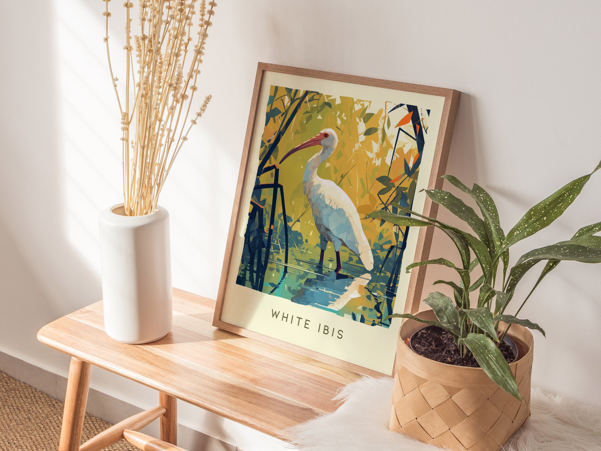 White Ibis Florida Poster | Coastal Bird Art Mangrove Wildlife Gift