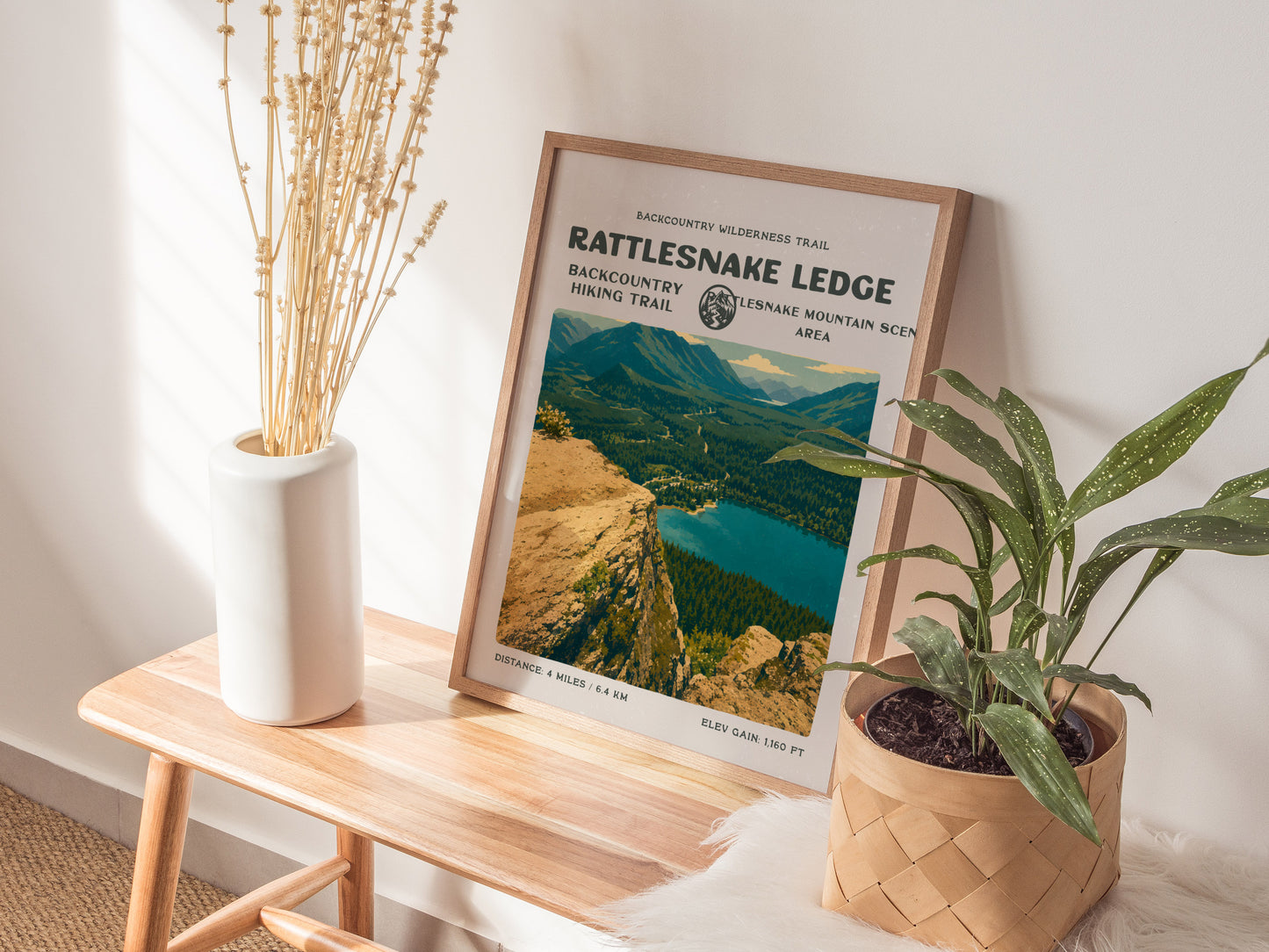 Rattlesnake Ledge, North Bend Poster | Hiker Gift | Bold Summit Views Wall Art — styled in a modern interior