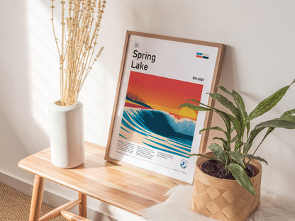Spring Lake, New Jersey Poster | Surf Wall Art & Coastal Charm Print — styled in a modern interior