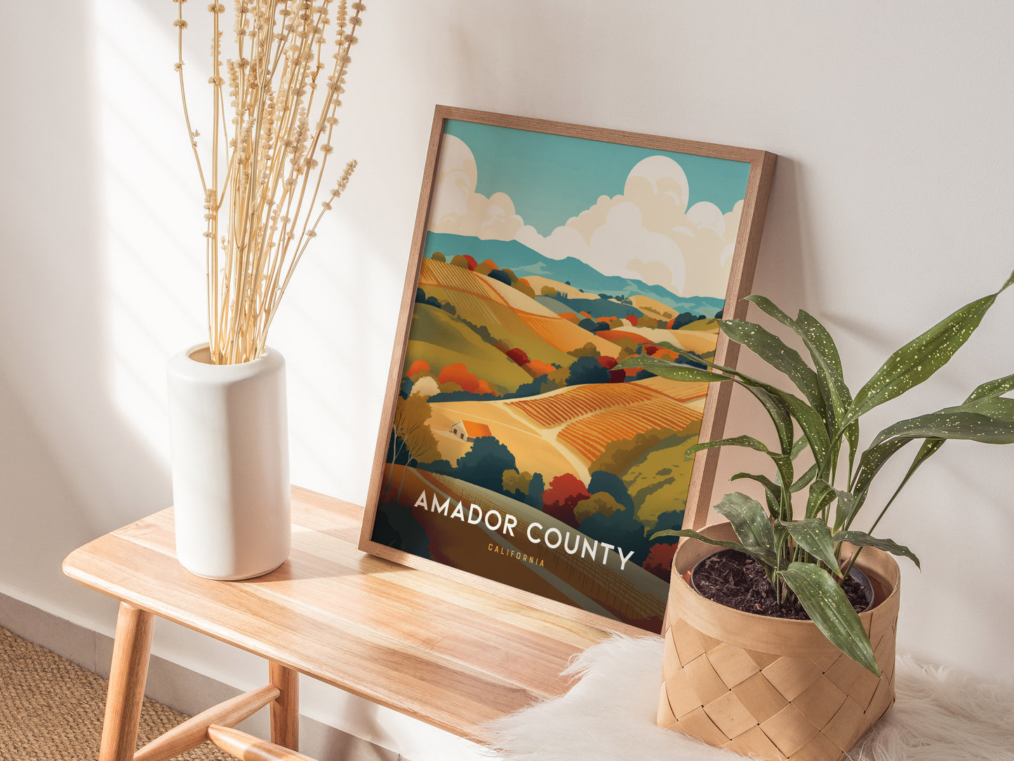 Amador County California Vineyards Poster | Wine Country Wall Art | Framed or Unframed