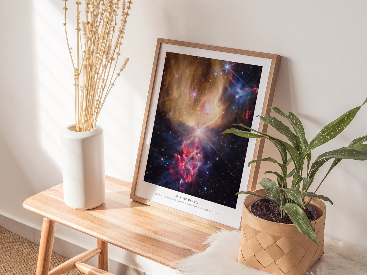 Stellar Cradle Poster | Ngc 7129 · Cepheus Constellation | NASA NGC 7129 Cepheus Constellation Space Photography Wall Art — s