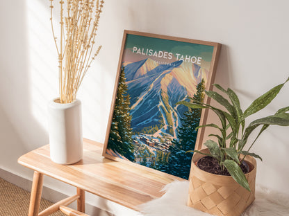 Palisades Tahoe, California Poster | Alpine Ski Lodge Mountain Wall Art — styled in a modern interior