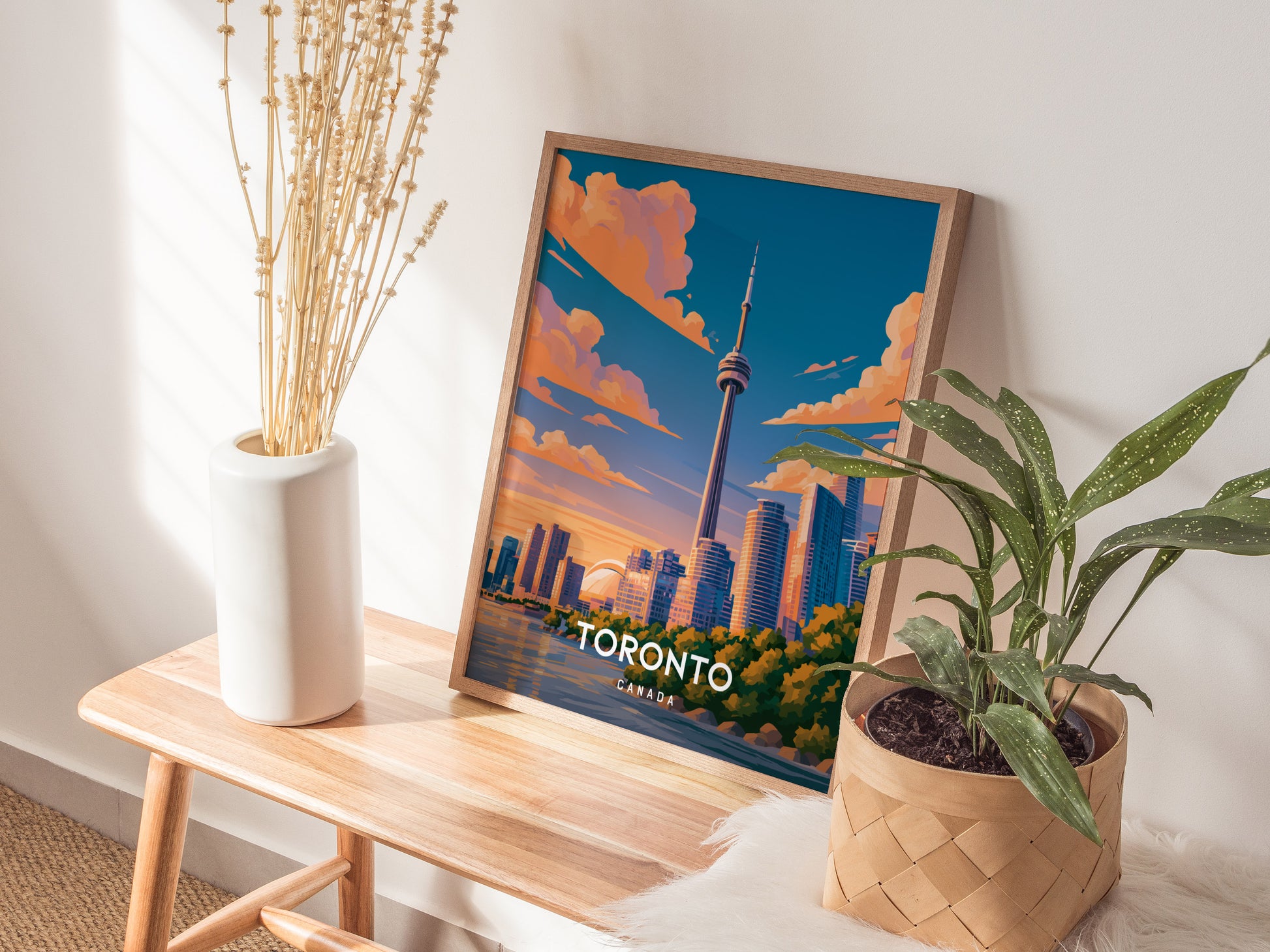 Toronto, Canada Poster | CN Tower & Skyline Cityscape Wall Art — styled in a modern interior