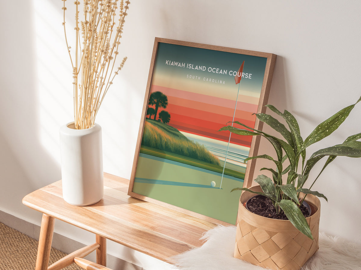 Kiawah Island Ocean Course, South Carolina Poster | Links Poster & Golfer Gift Wall Art — styled in a modern interior