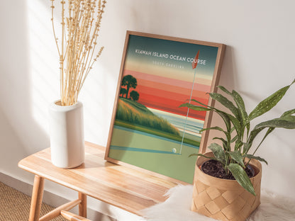 Kiawah Island Ocean Course, South Carolina Poster | Links Poster & Golfer Gift Wall Art — styled in a modern interior