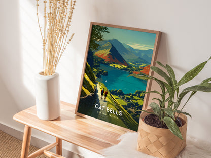 Cat Bells Hiking Print | England Travel Poster Lake District Art