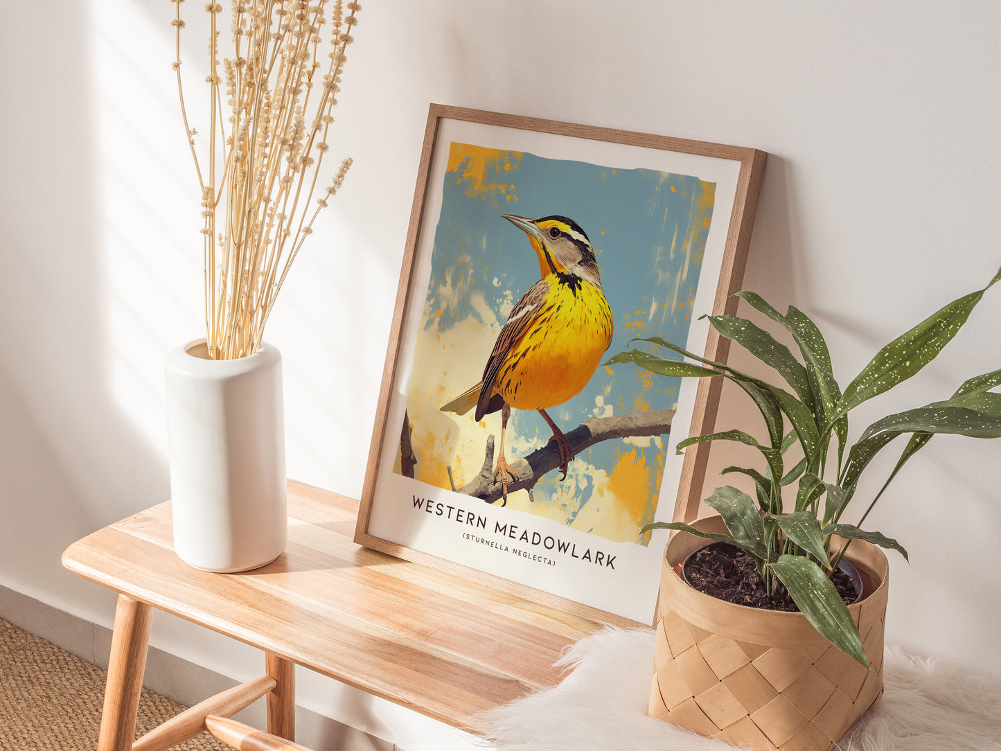 Western Meadowlark Poster | Official State Bird Prairie Songbird Art