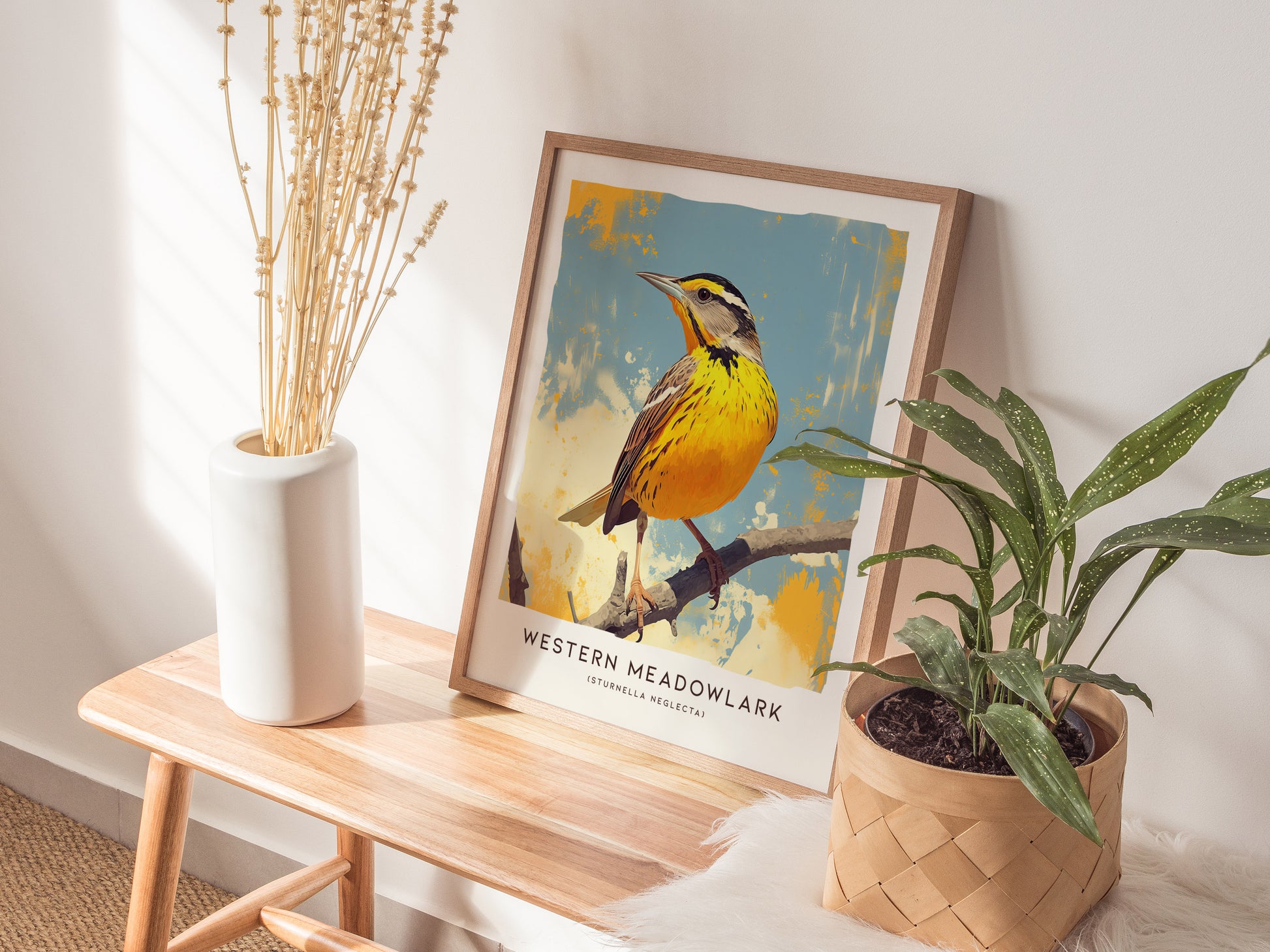 Western Meadowlark Poster | Official State Bird Prairie Songbird Art