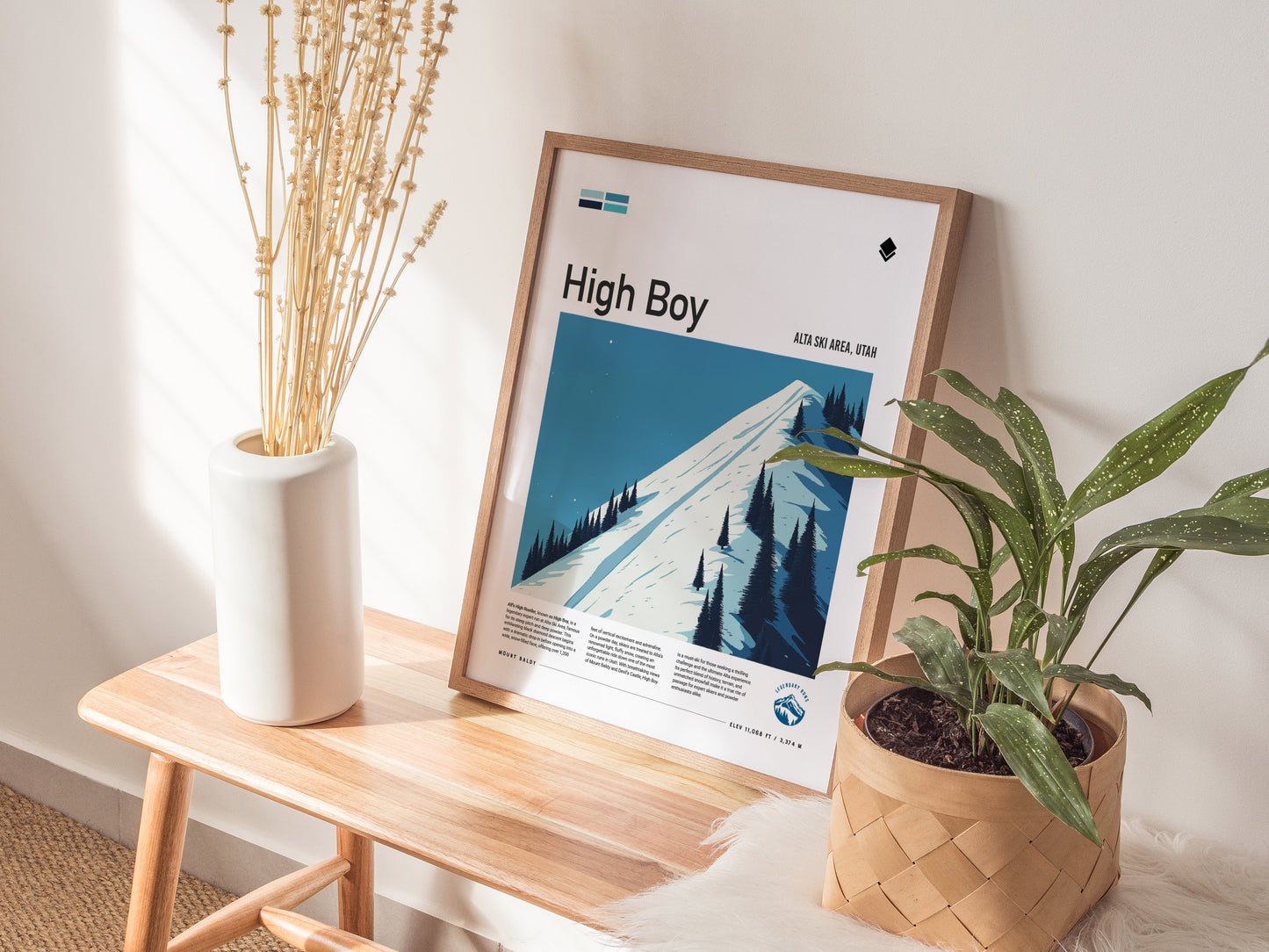 High Boy Ski Run Poster | Alta Ski Area Utah Wall Art