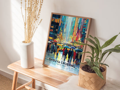 Shibuya Crossing Poster | Tokyo Japan Neon City Art Travel Gift