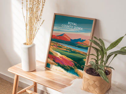 Royal County Down, Newcastle, Northern Ireland Poster | Country Club Decor Golfer Gift Wall Art — styled in a modern interior