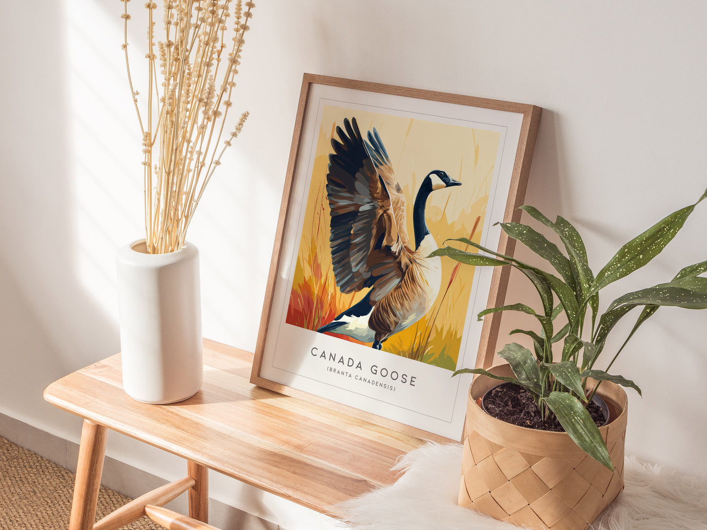Canada Goose Poster | Majestic Migratory Bird Fine Wall Art — styled in a modern interior