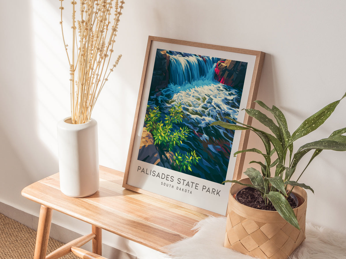 Palisades State Park Matte Border Poster | South Dakota Destination Print Travel Wall Art — styled in a modern interior
