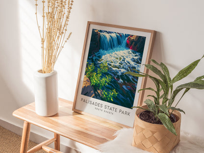Palisades State Park Matte Border Poster | South Dakota Destination Print Travel Wall Art — styled in a modern interior